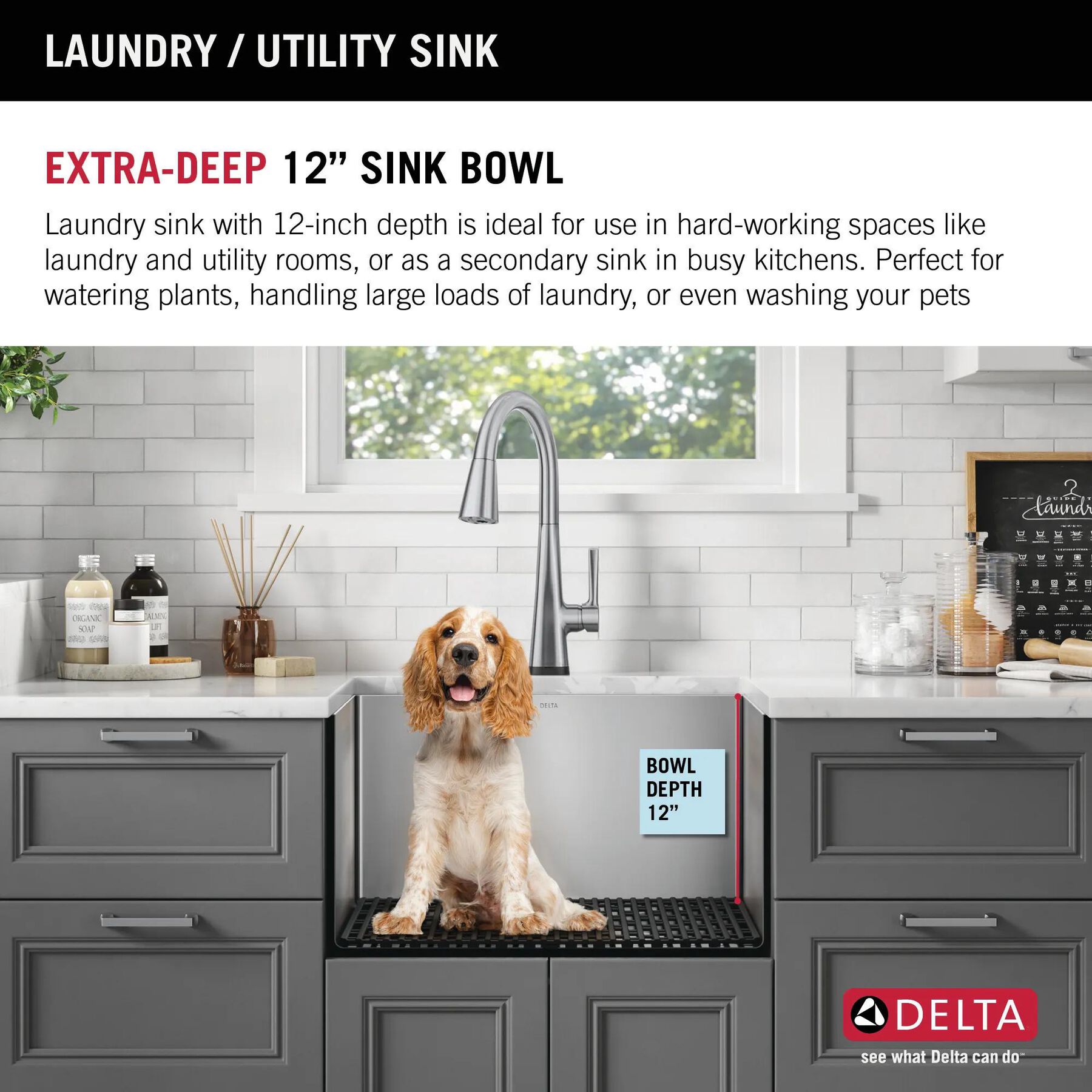 24&rdquo; Undermount Stainless Steel Single Bowl Laundry Utility Kitchen Sink with Accessories